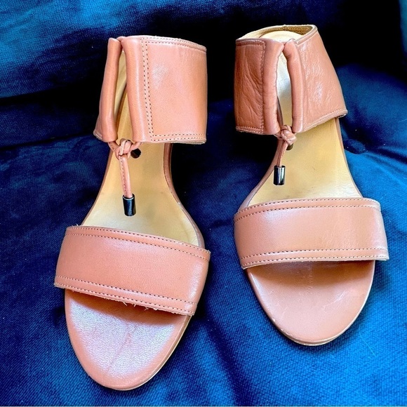 FABIANELLI SOFT LEATHER CHUNKY BLOCK HEEL TAN SLIDE SANDALS SIZE 10 EUC - Picture 10 of 10